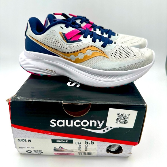 NEW Saucony Womens Guide 15 grey navy Running shoes Sneakers US size 5.5 EUR 36 - Picture 1 of 7